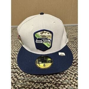 New Era Seattle Seahawks NFL 59Fifty 2023 Salute To Service Fitted Hat Size 8